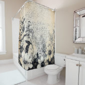 Rustische Blume und Kalligrafie - Braunpapier 1 Duschvorhang (Beispiel)