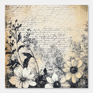 Rustische Blume und Kalligrafie - Braunpapier 1 Tapete