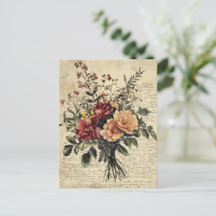 Rustische Blume und Kalligrafie - Braunpapier 2 Postkarte