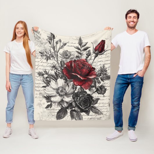Rustische Blume und Kalligrafie - Braunpapier 3 Fleecedecke (Beispiel)