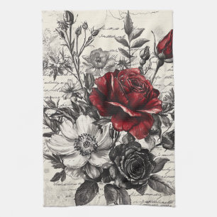 Rustische Blume und Kalligrafie - Braunpapier 3 Geschirrtuch