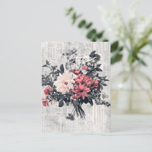 Rustische Blume und Kalligraphie - Braunpapier 5 Postkarte
