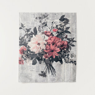Rustische Blume und Kalligraphie - Braunpapier 5 Wandteppich