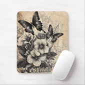 Rustische Blume und Schmetterlinge - Altpapier (10 Mousepad (Mit Mouse)