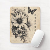 Rustische Blume und Schmetterlinge - Altpapier (11 Mousepad (Mit Mouse)