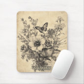 Rustische Blume und Schmetterlinge - Altpapier (12 Mousepad (Mit Mouse)