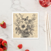 Rustische Blume und Schmetterlinge - Altpapier (12 Serviette (Beispiel)