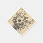 Rustische Blume und Schmetterlinge - Altpapier (12 Serviette (Ecke)