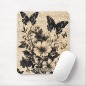 Rustische Blume und Schmetterlinge - Altpapier (13 Mousepad (Mit Mouse)