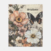 Rustische Blume und Schmetterlinge - Altpapier (14 Fleecedecke (Vorderseite)