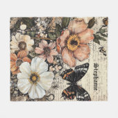 Rustische Blume und Schmetterlinge - Altpapier (14 Fleecedecke (Vorderseite (Horizontal))