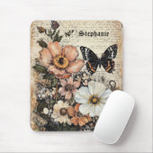 Rustische Blume und Schmetterlinge - Altpapier (14 Mousepad (Mit Mouse)