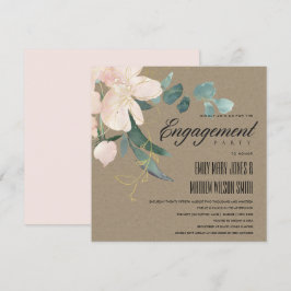 RUSTISCHE BLUSFLORALISCHE KRAFTWASSERFARBE VERLOBU EINLADUNG