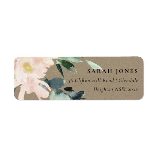 RUSTISCHE BLUSH GOLD FLORAL KRAFT WATERCOLOR ADRES (Vorne)