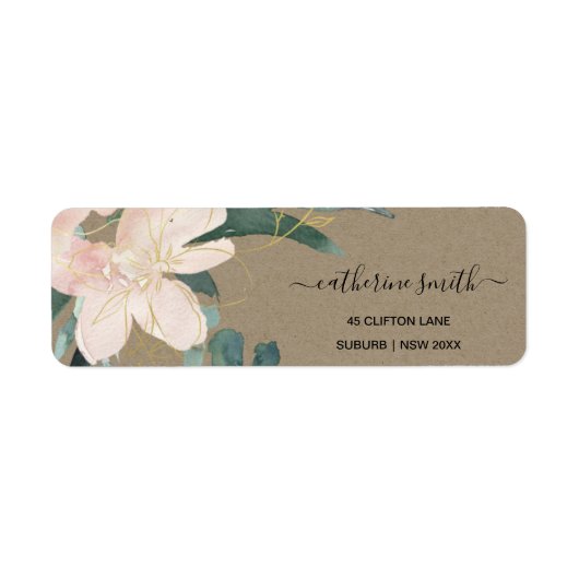RUSTISCHE BLUSH GOLD FLORAL KRAFT WATERCOLOR ADRES (Vorne)