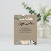 RUSTISCHE BLUSH KRAFT GOLD FLORAL WEDING INFORMATI BEGLEITKARTE (Stehend Vorderseite)
