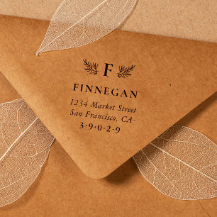 Rustische botanische Monogramm-Rücksendeadresse Permastempel