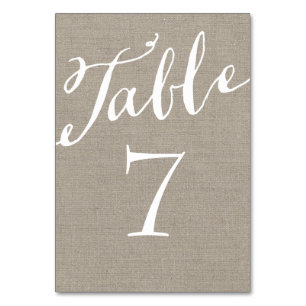 Rustische Burlap-Chic-Tischnummern Tischnummer