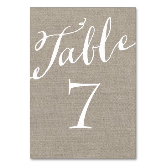 Rustische Burlap-Chic-Tischnummern Tischnummer (Rückseite)