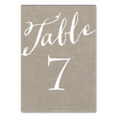 Rustische Burlap-Chic-Tischnummern Tischnummer (Vorderseite)