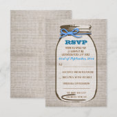 Rustische Burlap Mason Jar Wedding RSVP Karten (Vorne/Hinten)