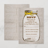 Rustische Burlap Mason Jar Wedding RSVP Karten (Vorne/Hinten)
