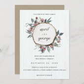 RUSTISCHE CHIC HOLZSLICE PINK FLORAL WEDITE DANKESKARTE (Vorne/Hinten)