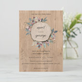 RUSTISCHE CHIC HOLZSLICE PINK FLORAL WEDITE DANKESKARTE (Stehend Vorderseite)