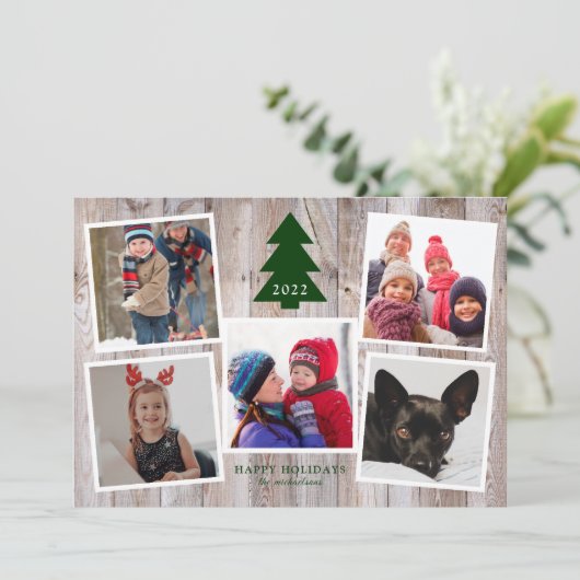 RUSTISCHE CHRISTMAS BAUMUSTER FotoCollage (Stehend Vorderseite)