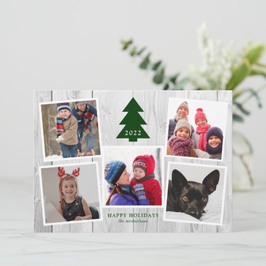 RUSTISCHE CHRISTMAS BAUMUSTER FotoCollage (Stehend Vorderseite)