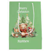 RUSTISCHE CHRISTMAS HOLZTIERE PERSONALISIEREN MITTLERE GESCHENKTÜTE (Rückseite)