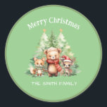 RUSTISCHE CHRISTMAS HOLZTIERE PERSONALISIEREN RUNDER AUFKLEBER<br><div class="desc">Feiern Sie Weihnachten mit der Freude und dem Wunder des Waldes,  wo jedes Geschöpf eine Geschichte zu erzählen hat. Ideal für Naturliebhaber,  Kinder und alle,  die die Freuden der Ferien schätzen,  wird diese Kollektion Ihren festlichen Kreationen eine besondere Touch hinzufügen.</div>