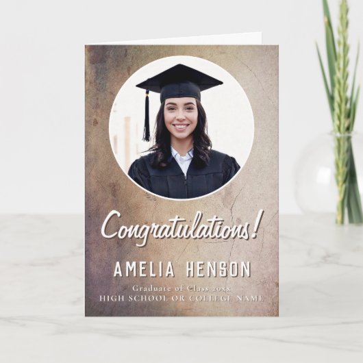 Rustische Glückwünsche Graduate 2 Foto Abschluss Karte (Vorderseite)