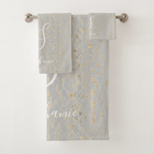 Rustische Gold Künstlerisch Patterns Monogram Ini Badhandtuch Set