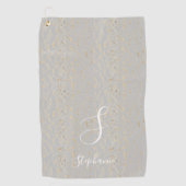 Rustische Gold Künstlerisch Patterns Monogram Init Golfhandtuch (Vorderseite)
