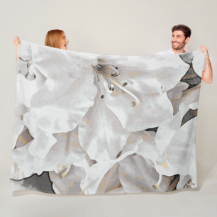 *~* Rustische Grunge Azalea Blume Weiße Neutrale Fleecedecke