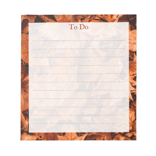 Rustische Herbstlaub, die auf Notepad fixiert sind Notizblock (Vorderseite)