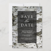 Rustische Hochzeit mit Birkenrinde Save The Date (Vorderseite)