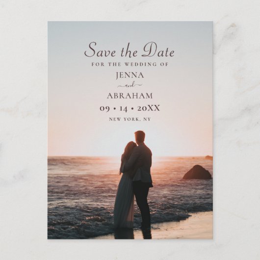 Rustische Hochzeit speichern Sie das Date-Foto Einladungspostkarte (Vorderseite)