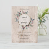 RUSTISCHE HOLZSLICE FLORAL COUPLES DUSCHEN EINLADE DANKESKARTE (Stehend Vorderseite)