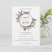 RUSTISCHE HOLZSLICE-PINK FLORALWEDING-INVITÄT DANKESKARTE (Stehend Vorderseite)