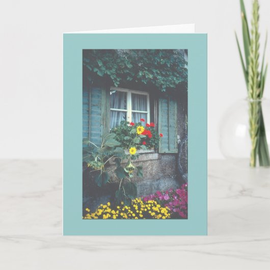 RUSTISCHE HÜTTE MIT BLUME KARTE (Vorderseite)