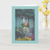 RUSTISCHE HÜTTE MIT BLUME KARTE (Gelbe Blume)