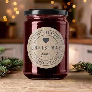 Rustische Imitats Kraft Weihnachtsjam Frohe Weihna Runder Aufkleber