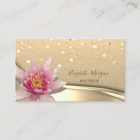 Rustische Kraft, Gold Confetti, Wasserfarblotus Visitenkarte (Vorderseite)