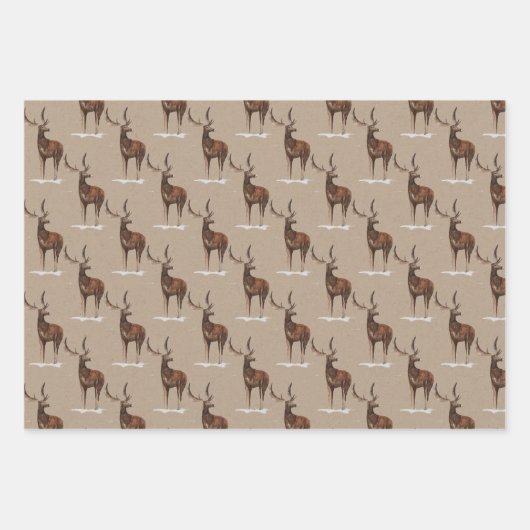 Rustische Kraft Papier WinterwaldflächeBäume 3 (Vorderseite 3)