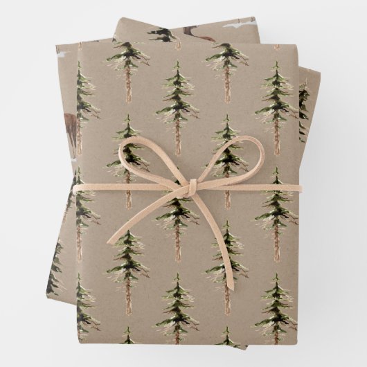 Rustische Kraft Papier WinterwaldflächeBäume 3 (Beispiel)