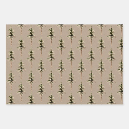 Rustische Kraft Papier WinterwaldflächeBäume 3 (Vorderseite)