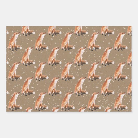 Rustische Kraft-Schnee-Wintertiere Geschenkpapier Set (Vorderseite 3)