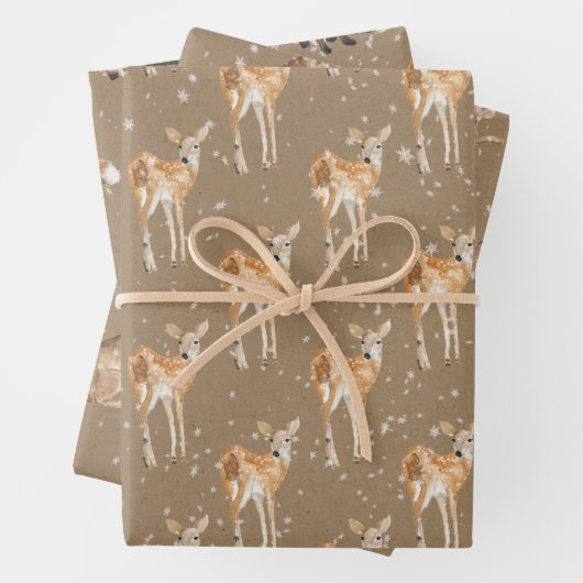 Rustische Kraft-Schnee-Wintertiere Geschenkpapier Set (Beispiel)